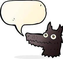 cartone animato lupo testa con discorso bolla vettore