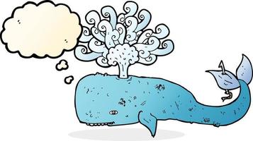 cartone animato balena con pensato bolla vettore