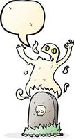 cartone animato fantasma crescente a partire dal tomba con discorso bolla vettore