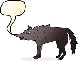 cartone animato lupo con discorso bolla vettore