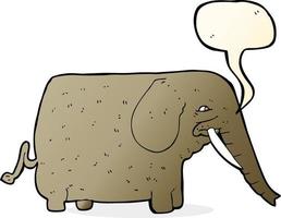 cartone animato mammut con discorso bolla vettore