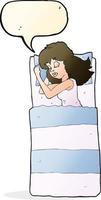 cartone animato addormentato donna con discorso bolla vettore