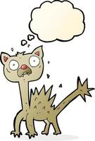 cartone animato impaurito gatto con pensato bolla vettore
