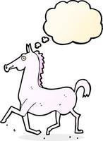 cartone animato cavallo con pensato bolla vettore