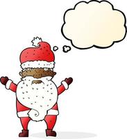 cartone animato scontroso Santa con pensato bolla vettore