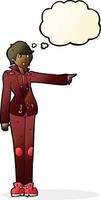 cartone animato donna nel pelle giacca puntamento con pensato bolla vettore