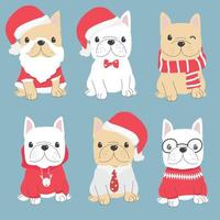 carino francese bulldog cucciolo nel Natale costume collezione eps10 vettori illustrazione