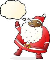 divertente agitando Santa Claus cartone animato con pensato bolla vettore