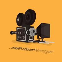 Vintage ▾ telecamera vettore illustrazione per mondo giorno per Audio visivo eredità design