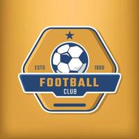 calcio gli sport logo design con esagono scudo vettore