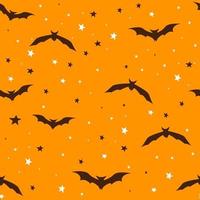 Halloween carino pipistrello senza soluzione di continuità modello, vacanza bambini design. silhouette decorato con stelle, semplice. vettore illustrazione