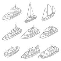 yacht icone impostato vettore schema