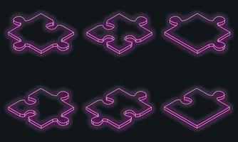 le icone del puzzle impostano il neon di vettore