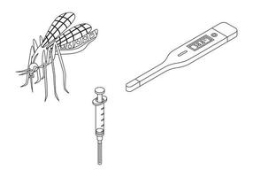 Zika virus icone impostato vettore schema