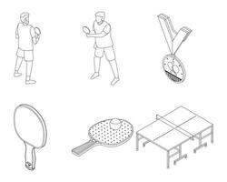 tavolo tennis icone impostato vettore schema