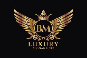 lusso reale ala lettera bm cresta oro colore logo vettore, vittoria logo, cresta logo, ala logo, vettore logo modello.