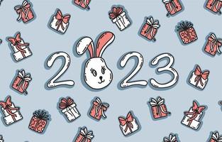2023 nuovo anno. coniglio testa cartone animato vettore illustrazione.