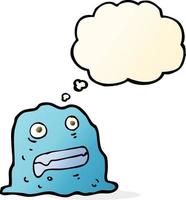 cartone animato limo creatura con pensato bolla vettore