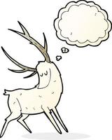 cartone animato bianca cervo con pensato bolla vettore