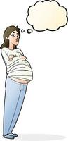 cartone animato incinta donna con pensato bolla vettore