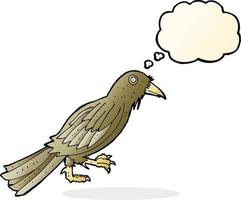 cartone animato corvo con pensato bolla vettore
