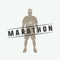 Vintage ▾ maratona o correre logo, emblema, distintivo, manifesto, Stampa o etichetta. vettore illustrazione.