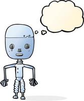 cartone animato robot con pensato bolla vettore