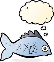 cartone animato pesce con pensato bolla vettore