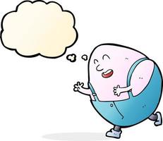 cartone animato gobba dumpty uovo personaggio con pensato bolla vettore