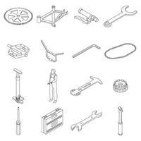 bicicletta riparazione icone impostato vettore schema