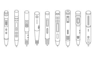 3d penna icone impostato vettore schema