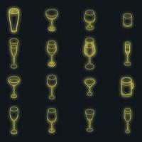 le icone del bicchiere di vino impostano il neon di vettore