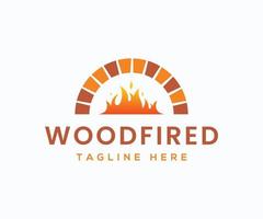 legna da ardere mattone forno e legna licenziato logo design vettore