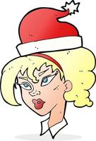 cartone animato donna pronto per Natale vettore