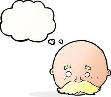 cartone animato Calvo uomo con baffi con pensato bolla vettore