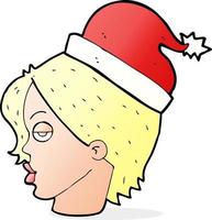 cartone animato donna indossare Santa cappello vettore