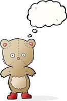 cartone animato orsacchiotto orso con pensato bolla vettore