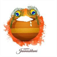 felice janmashtami festival card con pentola vettore