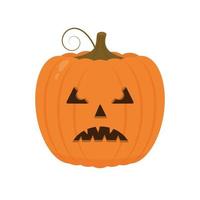 Halloween zucca con pauroso viso icona isolato su bianca. carino cartone animato jack-o'-lantern. Halloween festa decorazioni. facile per modificare vettore modello