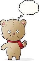 cartone animato orsacchiotto orso agitando con pensato bolla vettore