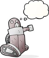 cartone animato serbatoio robot con pensato bolla vettore