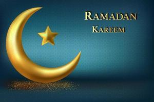 design Ramadan Kareem con lussuosa luna crescente dorata vettore