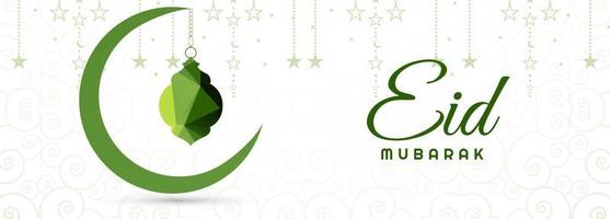 eid mubarak banner con luna verde vettore