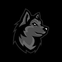 lupo testa illustrazione logo design. lupo portafortuna vettore arte. frontale simmetrico Immagine di lupo guardare pericoloso.