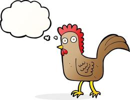 cartone animato pollo con pensato bolla vettore