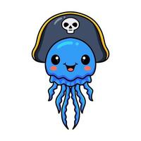 carino blu poco pirata Medusa cartone animato vettore