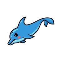 carino poco delfino cartone animato nuoto vettore