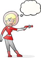 cartone animato sci fi ragazza con pensato bolla vettore