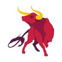 un isolato vettore grafico di il rosso torero nel il in esecuzione inviare, combattente inviare, logo, icona, Cinese nuovo anno, e finanziario icona.