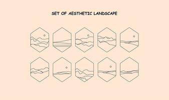 impostato di estetico paesaggio. astratto linea paesaggio vettore